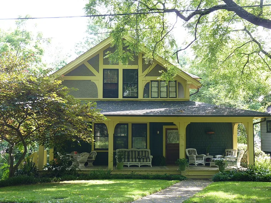 Montford District, Asheville NC July 2013 - house with broad porch, 129 Pearson Drive in Asheville, North Carolina