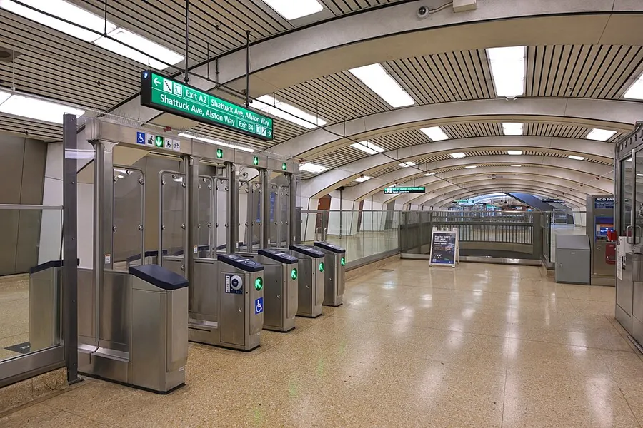 Downtown Berkeley BART station mezzanine January 2026 in Berkeley, California