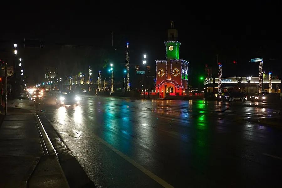 Boca Raton, FL 2019 - Royal Palm Place mall on Federal Hwy at night in Boca Raton, Florida
