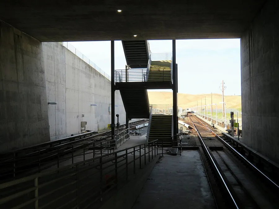 Emergency exit stairs at North Concord Martinez station, May 2018 in Concord, California