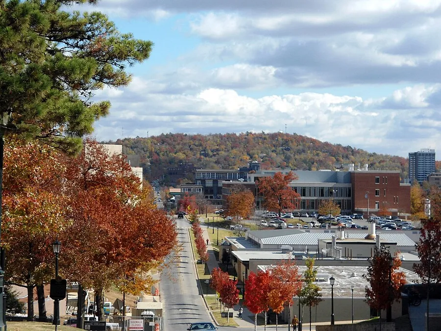 Mount Sequoyah and Fayetteville from University of Arkansas in Fayetteville, Arkansas