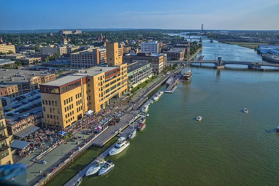 Downtown Green Bay CityDeck along the Fox River in Green Bay, Wisconsin