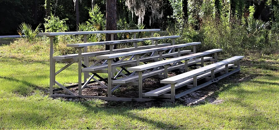 Bleachers at the softball field at John S. Taylor Park, Largo, Florida on April 10, 2021 in Largo, Florida