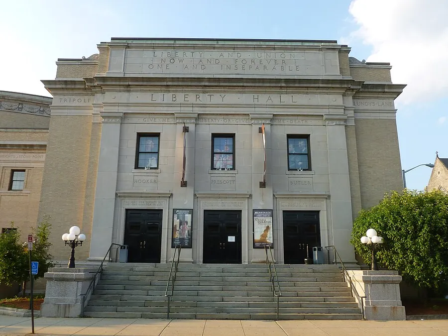 Merrimack Repertory Theatre entrance; Lowell, MA; south side; 2011-08-20 in Lowell, Massachusetts