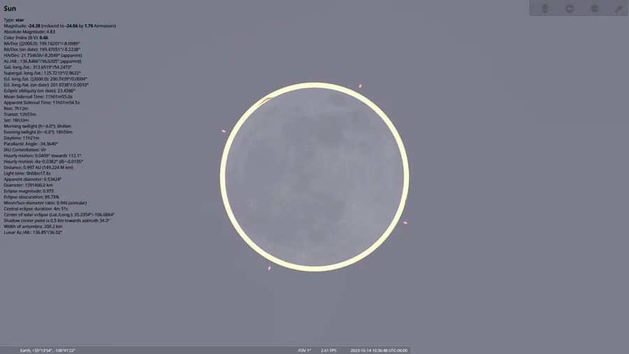 2023-10-14 Annular Solar Eclipse Maximum (Cabezon Park) in Rio Rancho, New Mexico