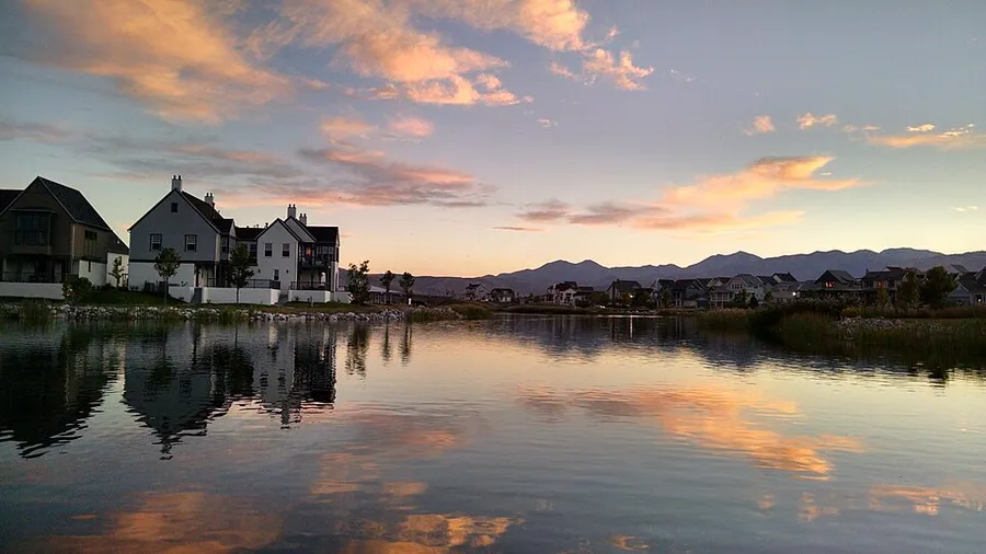 Sunset Over Oquirrh Lake In Daybreak Utah in South Jordan, Utah
