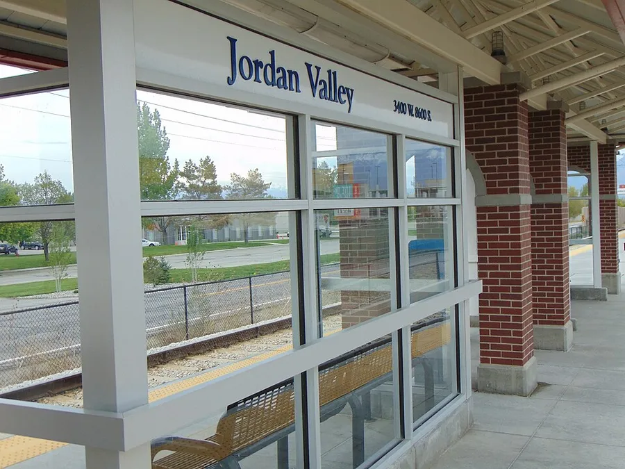 Jordan Valley station platform close up, Apr 16 in West Jordan, Utah